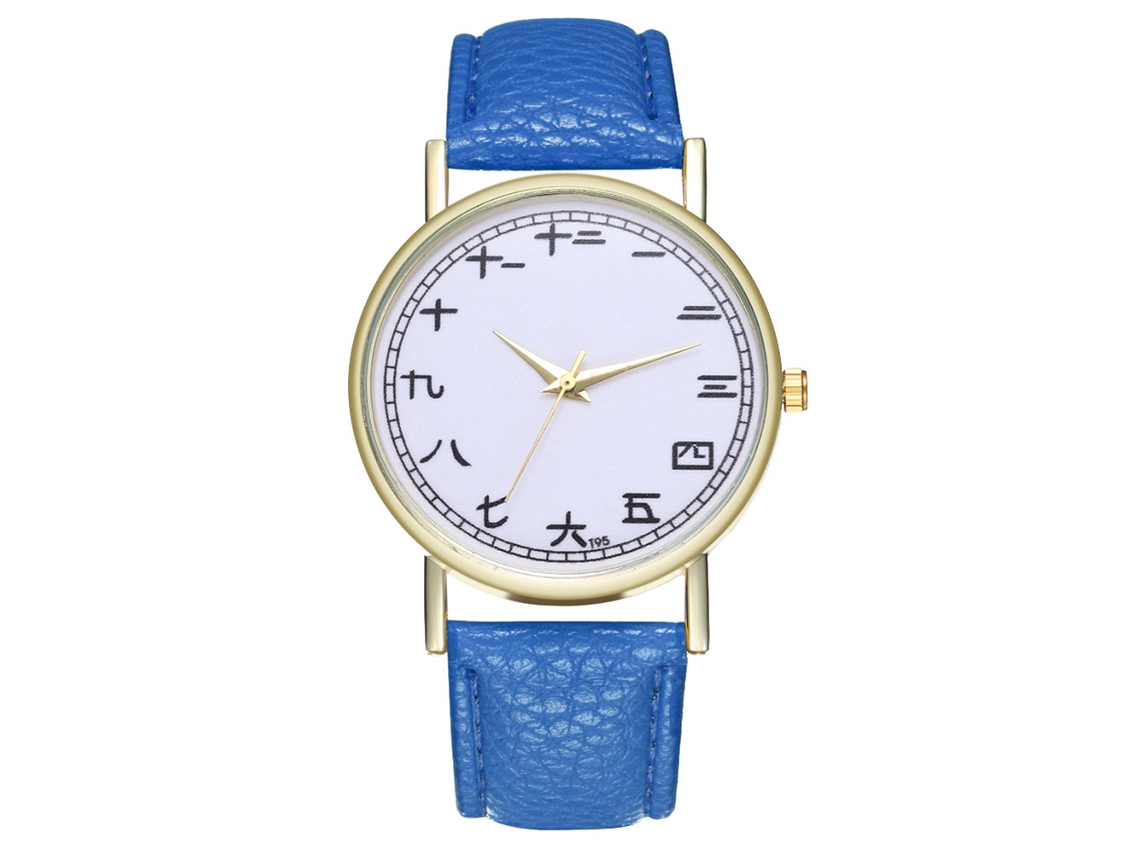 Reloj De Pulsera Para Mujer De Moda Con Cuero Pu, Dial Redondo Analógico De Cuarzo (azul Real)