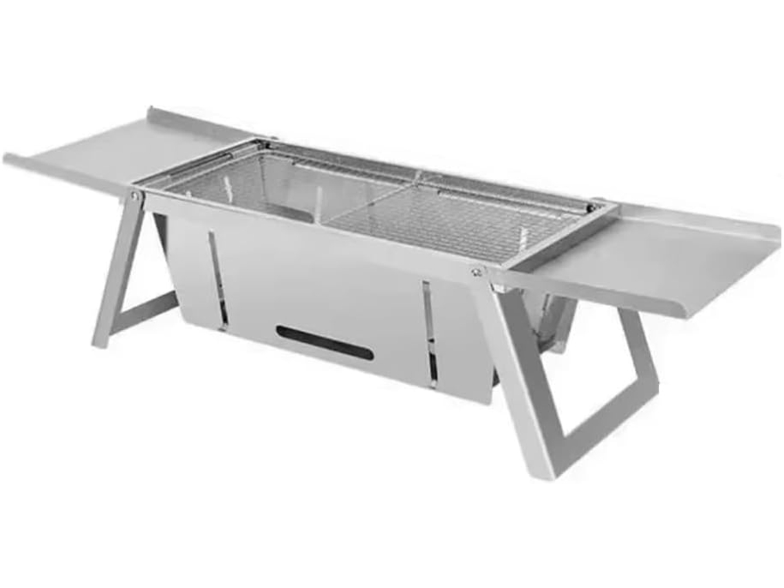 Parrilla plegable portátil de acero inoxidable Gokoco con rejilla para ahumar para uso en exteriores