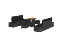 Maison Exclusive - Conjunto De Sofás De Jardín Con Cojín 9 Pcs Negro Poliratán