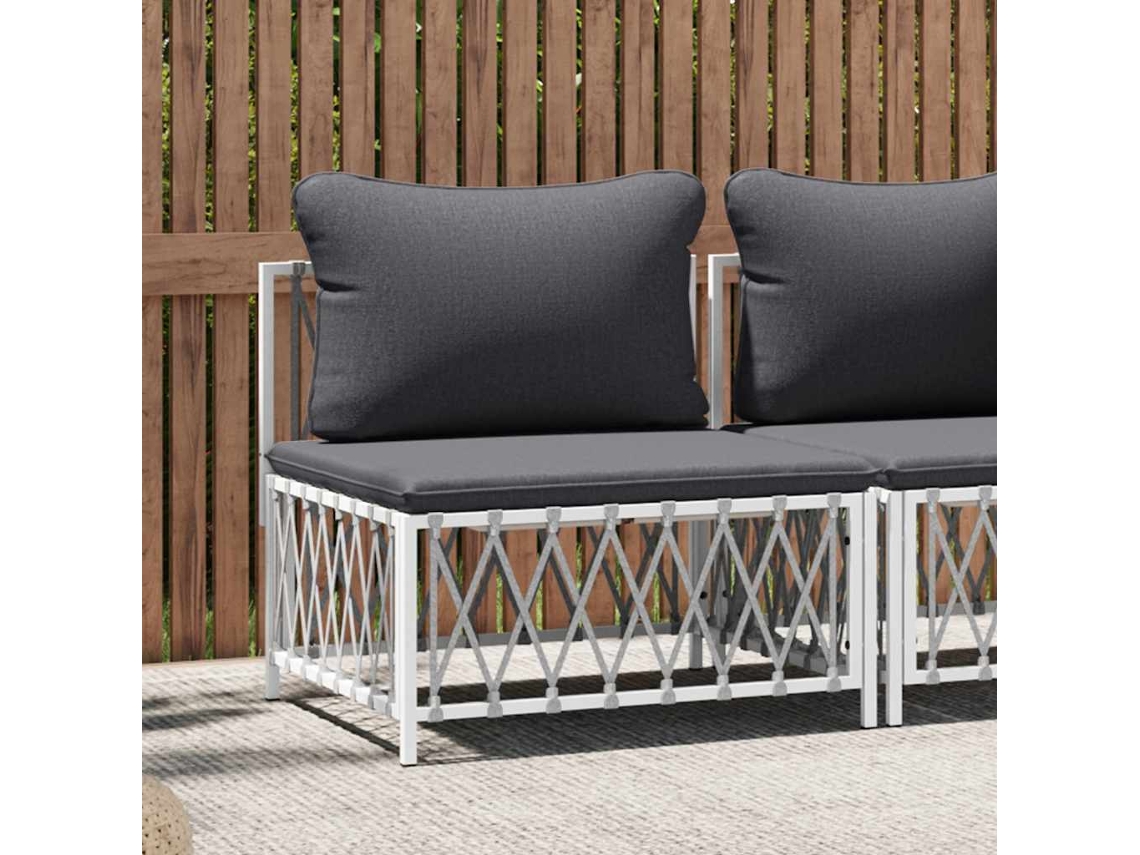 Sofá de jardín con cojines en tela blanca de Dkd Home Decor