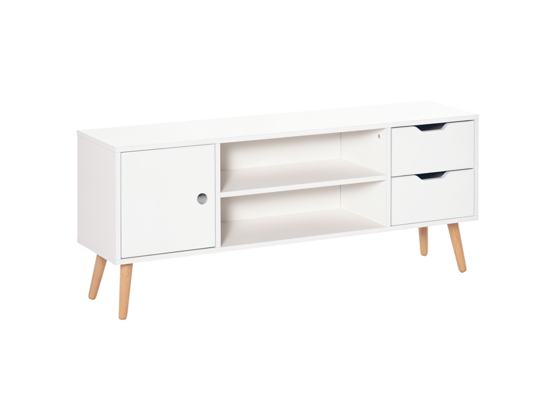 Mueble Para Tv De 50 Pulgadas, 2 Cajones, 2 Estantes, 120x28x44 Cm, Blanco.