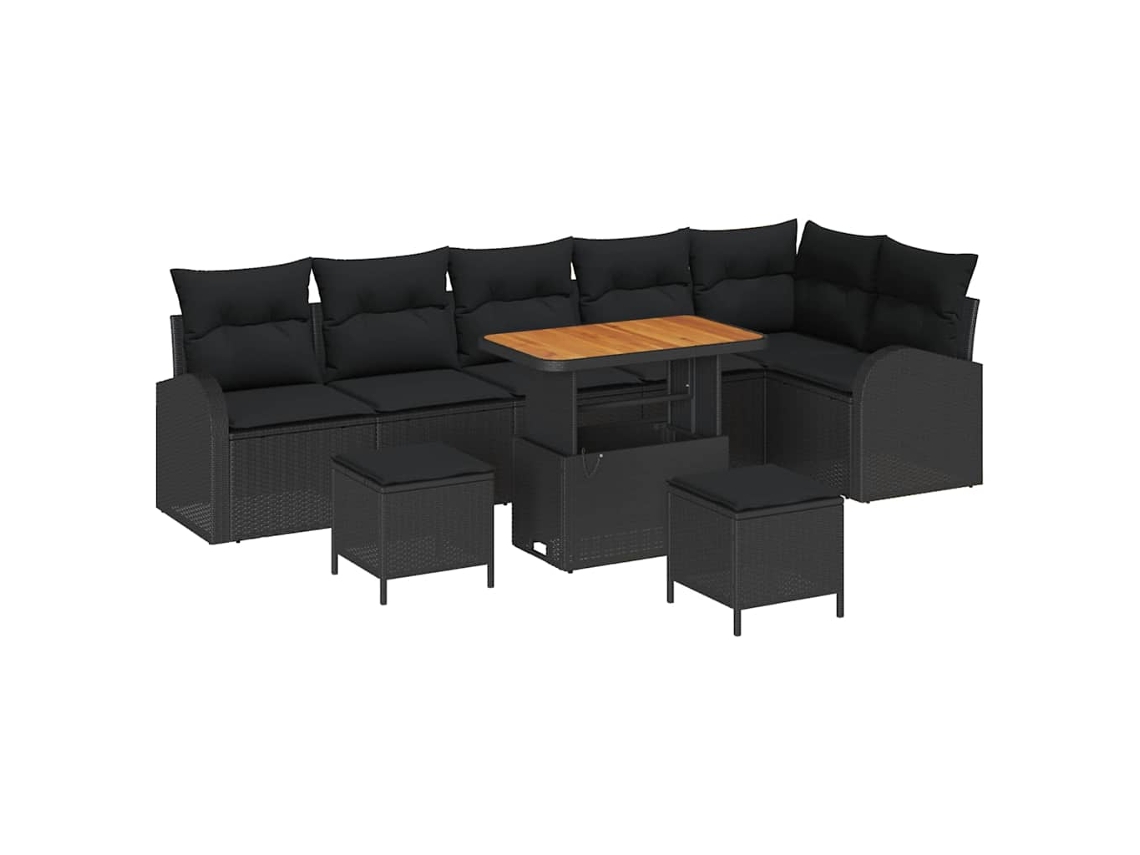 Maison Exclusive - Conjunto De Sofás De Jardín 9 Pcs Negro Ratán Sintético