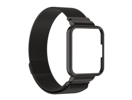 Correa de reloj inteligente para Xiaomi Redmi Watch 2 Lite 2 en 1 Milano Metal Watch Band con marco de reloj (negro)