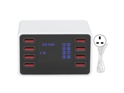 Cargador Usb De 8 Puertos Con Carga Rápida Inteligente Y Pantalla Lcd