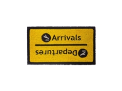 Felpudo original “Arrivals/Departures” de coco con base antideslizante de PVC Felpudo entrada casa Pintado a mano Medidas: 70 x 40  FISURA