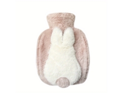 Adorable Bolsa De Agua Caliente De Pvc Con Forma De Cola De Conejo, Calentador De Manos De Felpa Gruesa, Funciona Con Corriente Eléctrica. E