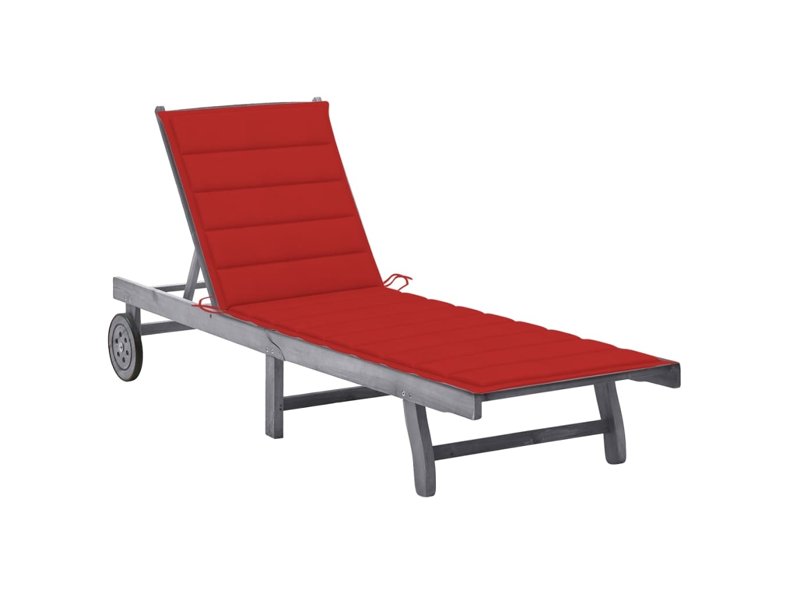 Tumbona de jardín Mueble para patio Asiento de jardín con cojín madera maciza de acacia gris
