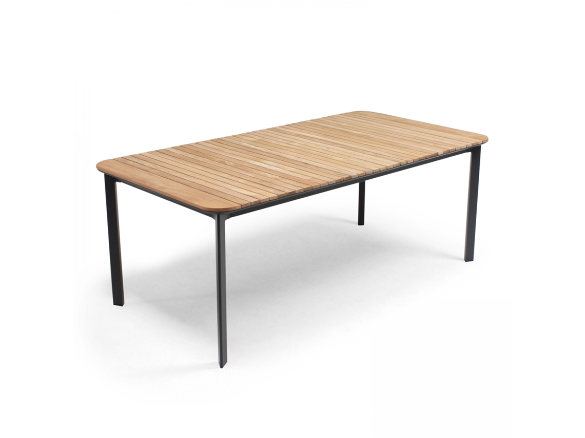 Mesa de jardín (200 x 100 x 75 cm) en aluminio y teca