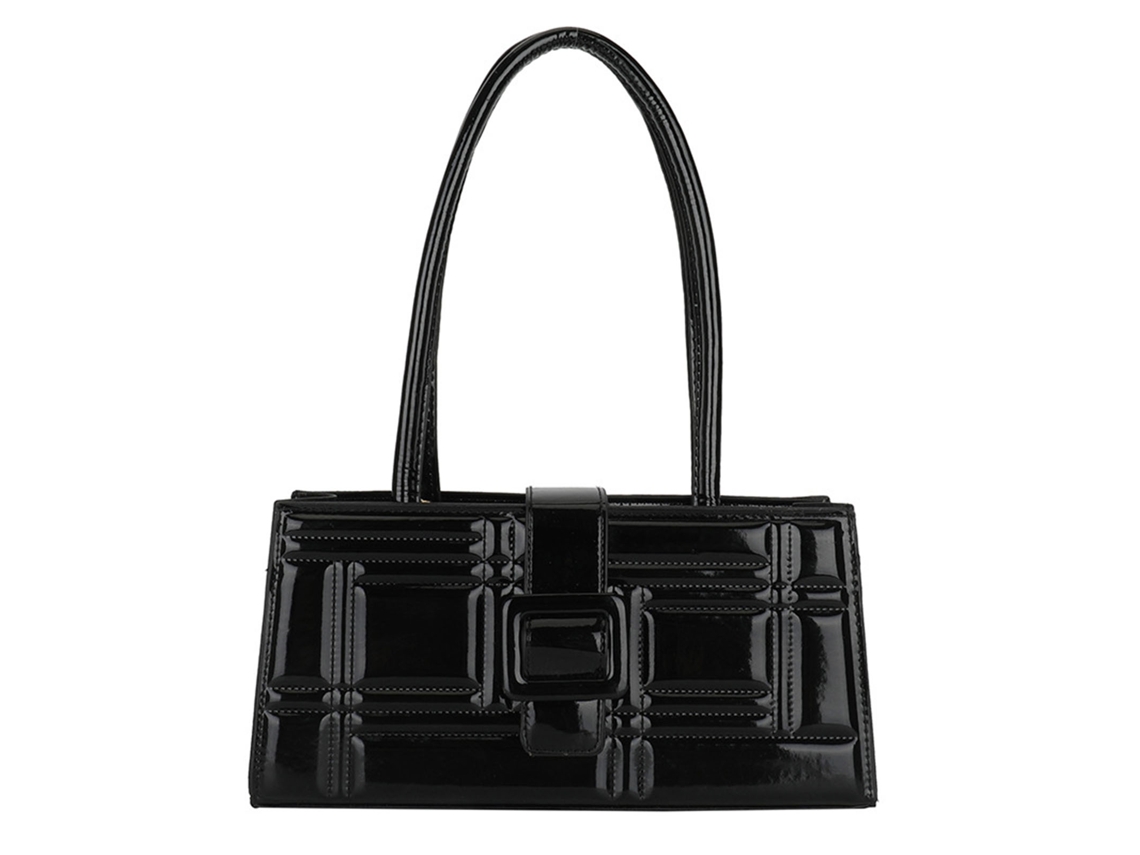 Bolso De Hombro De Mujer De Pu A Cuadros, Duradero Y Versátil, Ideal Para Citas, Viajes Y Moda - Negro