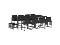 Maison Exclusive - Set Comedor De Jardín Con Cojines 13 Pzas Ratán Sintético Negro