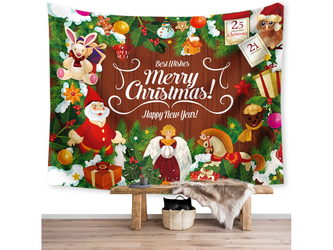Tapiz navideño multifuncional con fondo de Papá Noel