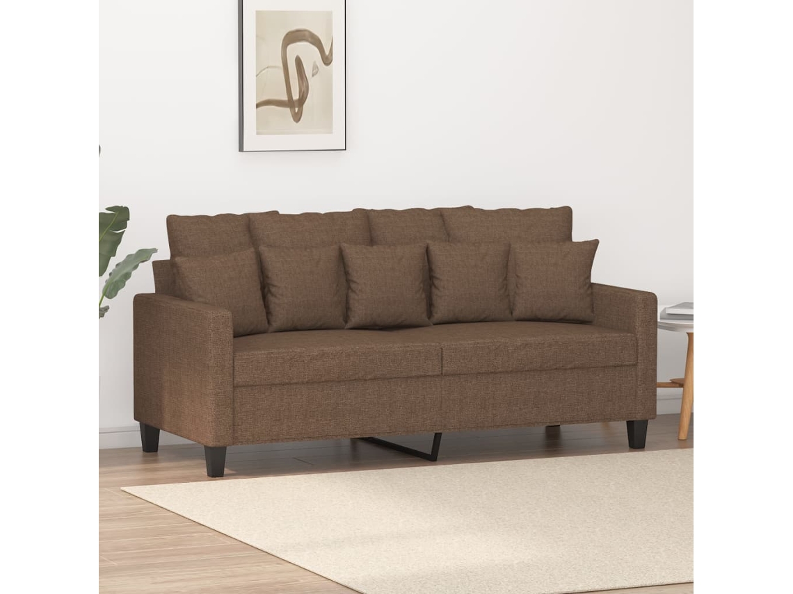 Sofá De 2 Plazas De Tela Marrón 140 Cm
