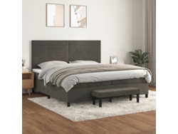 Cama Box Spring Con Colchón Terciopelo Gris Oscuro 200x200 Cm