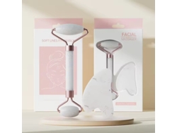 (blanco) Set De Masajeador Facial De Cuello Y Gua Sha De Resina, 2 Piezas Por Set