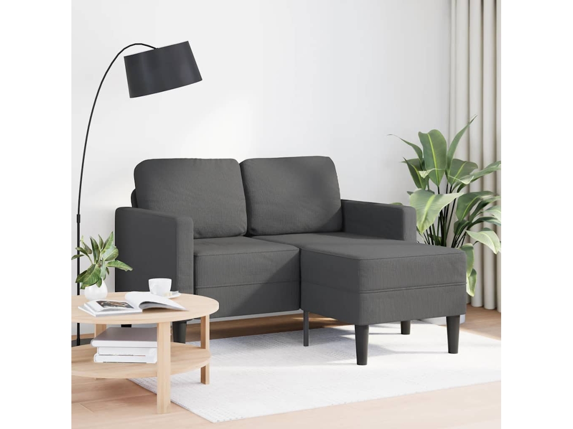 Maison Exclusive - Sofá De 2 Plazas Con Chaise Longue En Forma De L, Gris Oscuro, 125 Cm, Lino