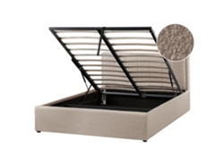 BELIANI Cama doble Montlaur de Bouclé Crema 149x216x89