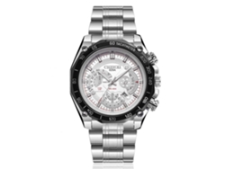 Reloj Hombre Impermeable Con Luz Nocturna Deportivo De Cuarzo Pulsera Acero Inoxidable Blanco