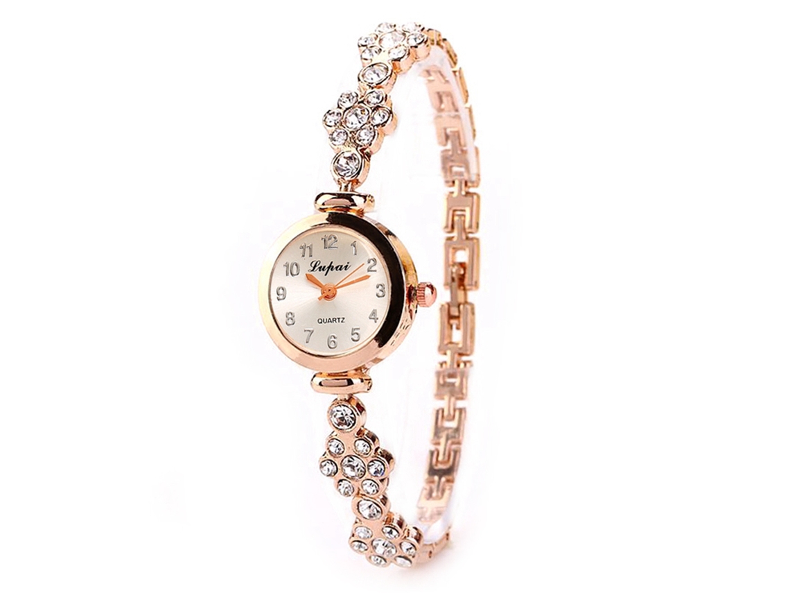 Reloj De Pulsera Para Mujer Con Diamantes De Imitación Y Perlas, Brazalete Analógico De Cuarzo, Blanco.