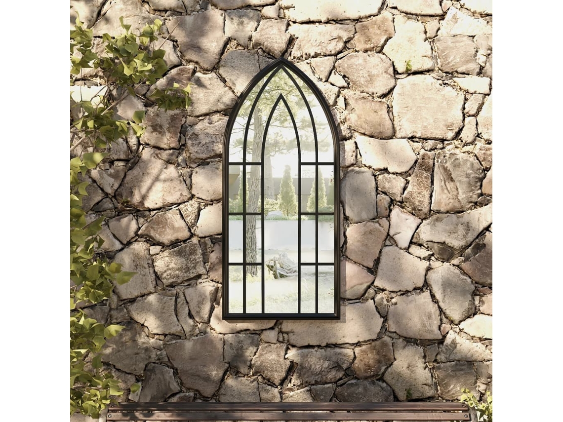 Espejo de jardín para exterior, hierro, 100 x 45 cm, color negro, Lovely Home