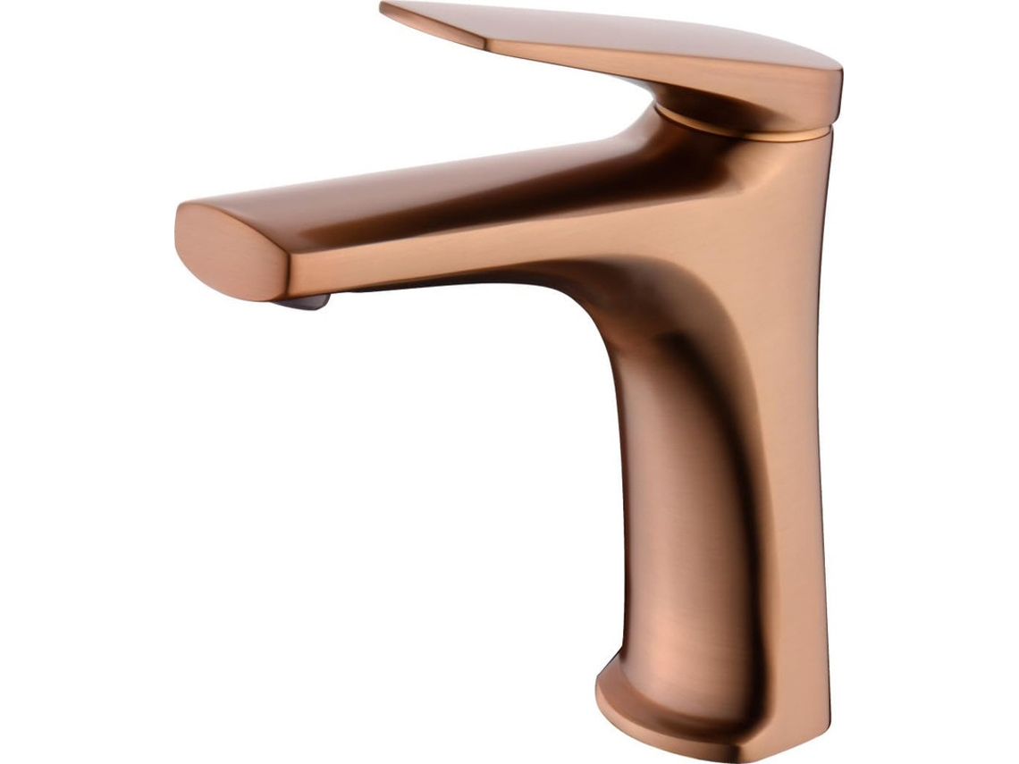 Grifo monomando para lavabo de latón, Griferia de Baño Oro Rosa Cepillado MICE COLLECTION