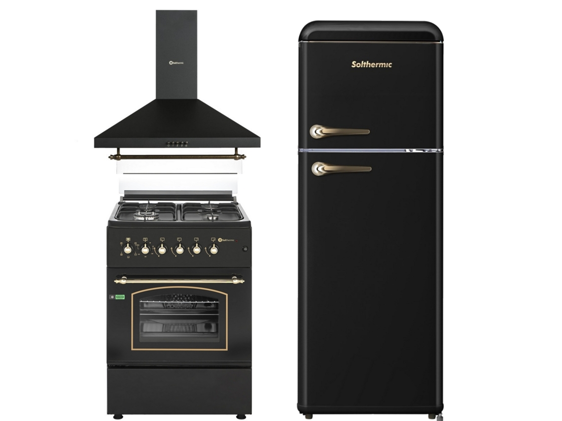 Paquete Refrigerador Solthermic® Estufa a Gas F6s40e5rb Con Extractor de Horno Eléctrico 60 Refrigerador Retro 1.47 F2pr147n