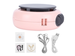 Ventilador de cuello portátil rosa con 3 velocidades y efecto refrescante.