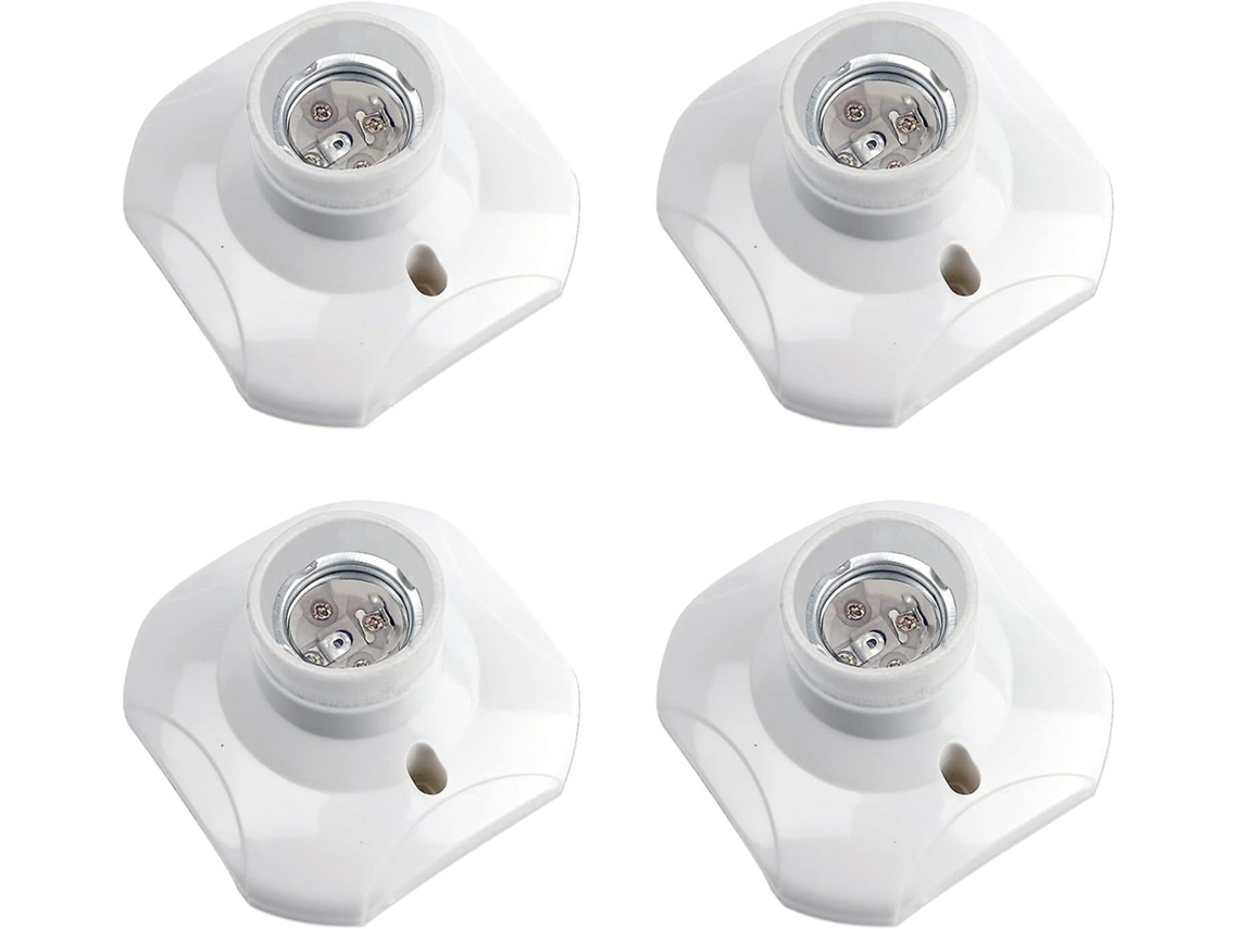 Omni-base De Techo E27 De Plástico Blanco, Soporta Bombillas Led Hasta 60w, Ideal Para Garaje, Sala Y Dormitorio