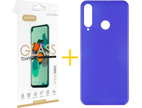 Kit Funda + Protector de Pantalla Huawei Y6P ACCETEL Liso (Azul)