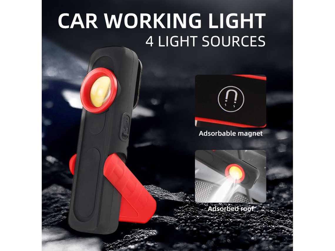 Luz de inspección de acabado de pintura automotriz con 500 lm, batería de 2400 mAh, carga USB y base magnética para pulido y reparación. Viewleaf