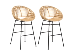 Conjunto De 2 Bancos De Bar Beliani Windom De Rattan Natural 56x51x95