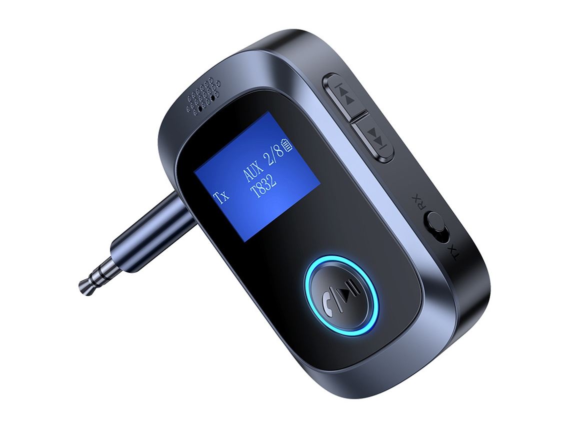 Transmisor de FM YIZHOOD C85 Bluetooth 5.4 Adaptadores inalámbricos Música estéreo 3.5mm AUX Lossless Music inalámbrico con micrófono LED negro