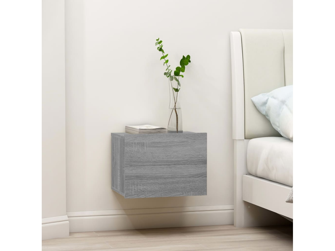 Mesita de Noche 2 Pzs 40X30X30 Cm Derivados Madera Gris Sonoma