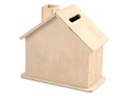 Hucha de madera para decorar la casa - 10 x 10 x 5,4 cm