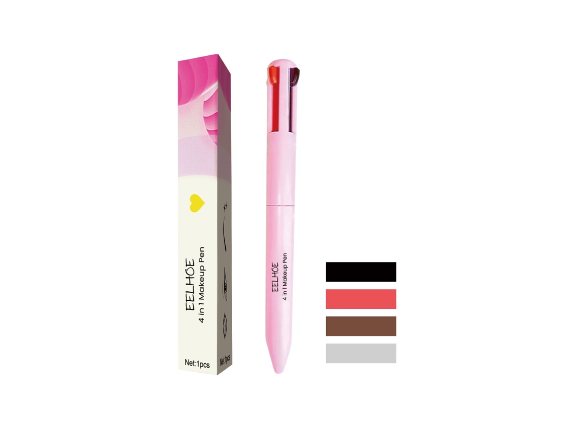 Lápiz de maquillaje 4 en 1: delineador de ojos, lápiz de cejas, lápiz de labios, iluminador.