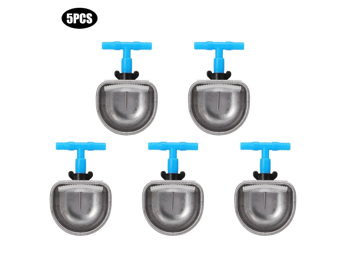 5 Bebederos Automáticos Con Conector En T Para Conejos, Acero Inoxidable.