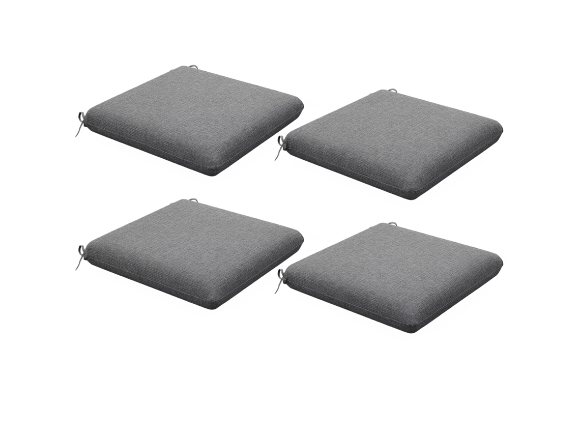Juego De 4 Cojines Para Sillas De Comedor De 47x47x7 Cm, Impermeables Y Resistentes A Los Rayos Uv, Color Gris.