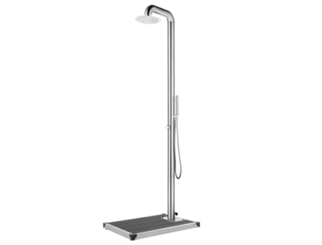 vidaXL Ducha de jardín con base gris 230 cm acero inoxidable