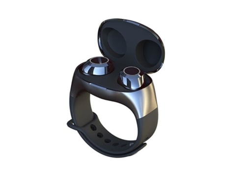 Auriculares Bluetooth True Wireless Tipo de muñeca Reloj Diseño liviano Estuche de carga Bt 5.0 In-Ear Earbud 5.0 Auricular inalámbrico Negro