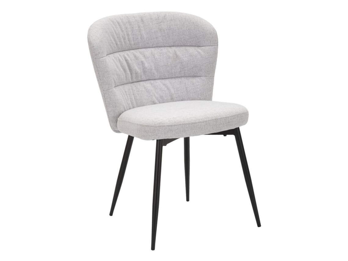 Juego De 2 Sillas Losanna Grises De 58x60,5x85 Cm - Sillas Tapizadas En Tela Con Patas De Metal Negro - Diseño Glamuroso De Los Años 70