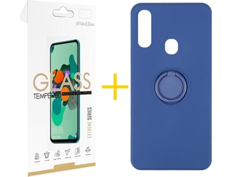 Carcasa + Protector de Pantalla para Samsung Galaxy A20e SKYHE Azul Oscuro