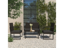 Conjunto de muebles de jardín con cojines de mimbre negros, Dkd Home Decor