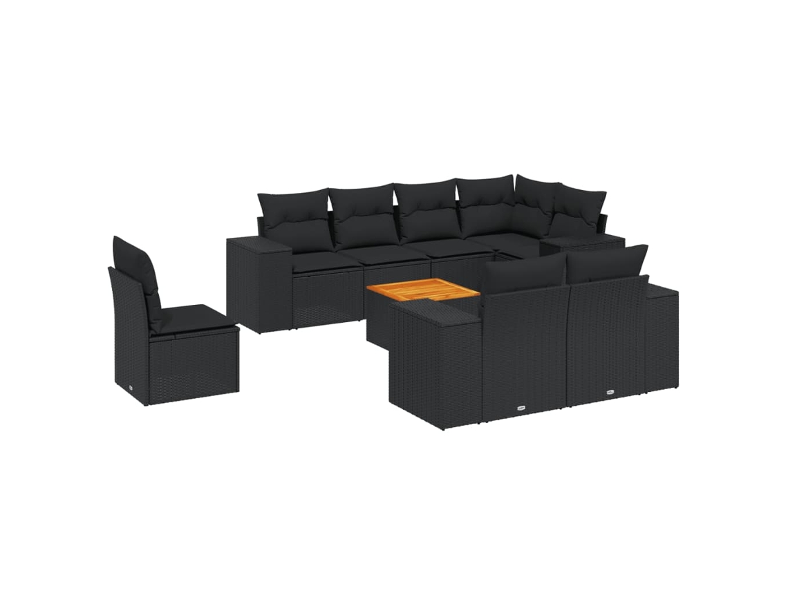 Maison Exclusive - Set De Sofás De Jardín 8 Piezas Y Cojines Ratán Sintético Negro