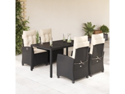 Juego de comedor de jardín de 5 piezas con cojines de mimbre negros de DKD Home Decor