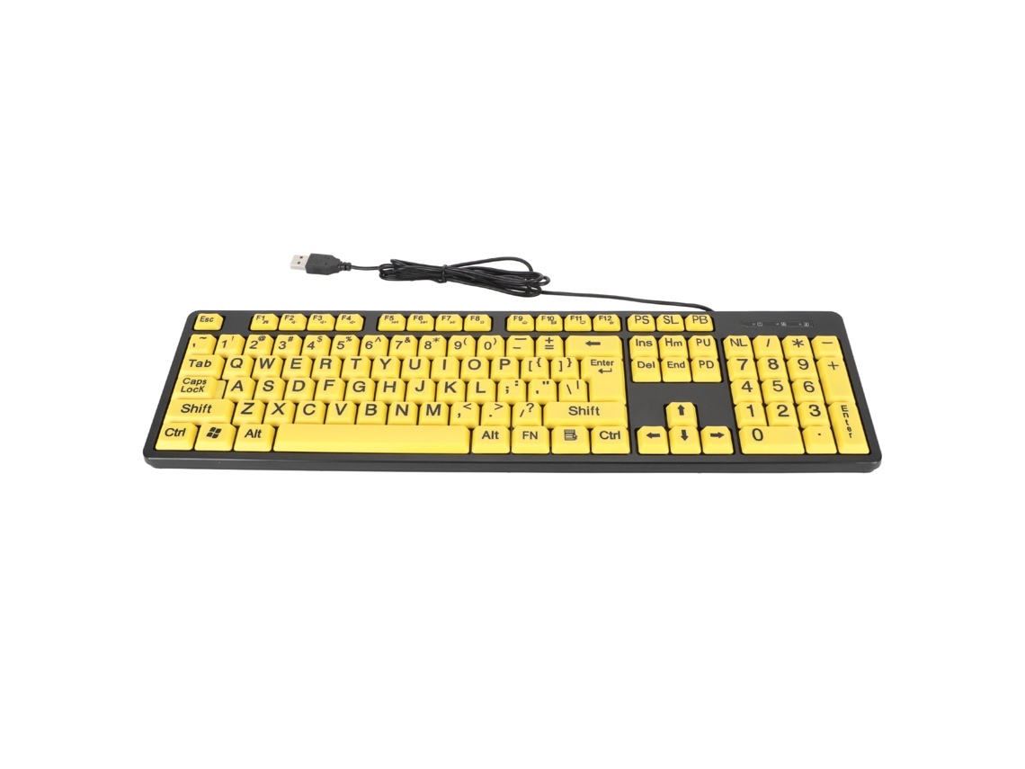 Teclado de ordenador con cable USB de letra grande