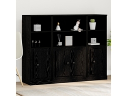 Aparador Negro De Roble 132x35,5x103,5 Cm Madera Elaborada
