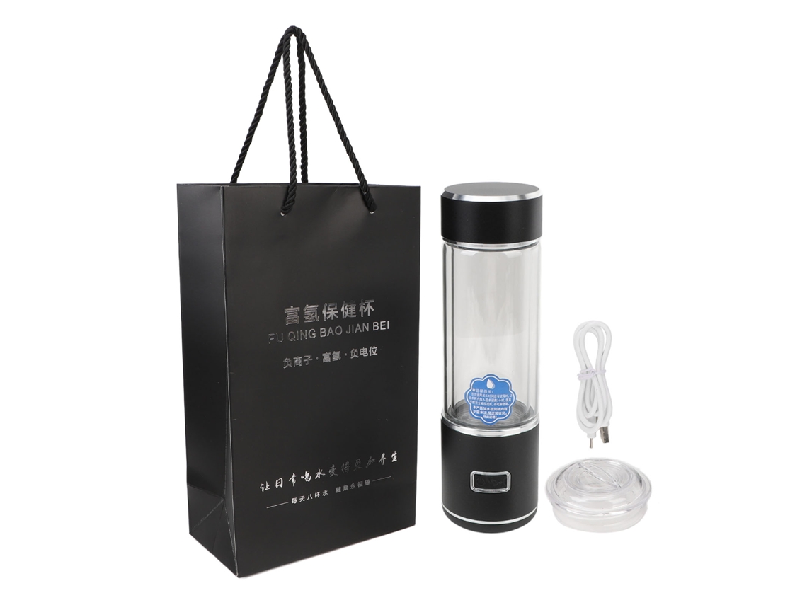 Botella De Agua De Hidrógeno De Alta Concentración (1600 Ppd), 300 Ml, Vidrio Antideslizante, Regalo, Color Negro.