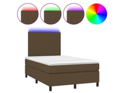 Maison Exclusive - Cama Box Spring Con Colchón Y Led Tela Marrón Oscuro 120x200 Cm