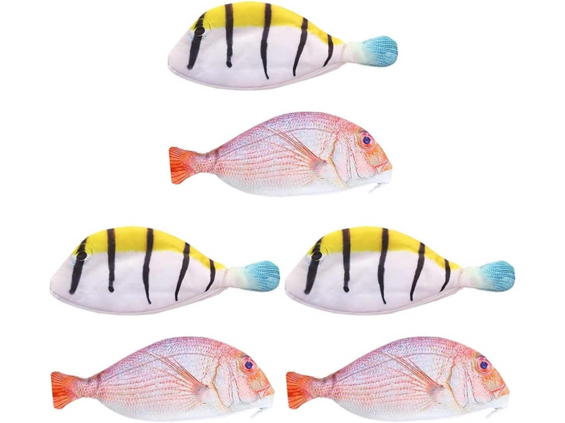 De Estojos Nuobesty Em Formato De Peixe, Com 6 Peças, Estojo Escolar Multifuncional Para Lápis.