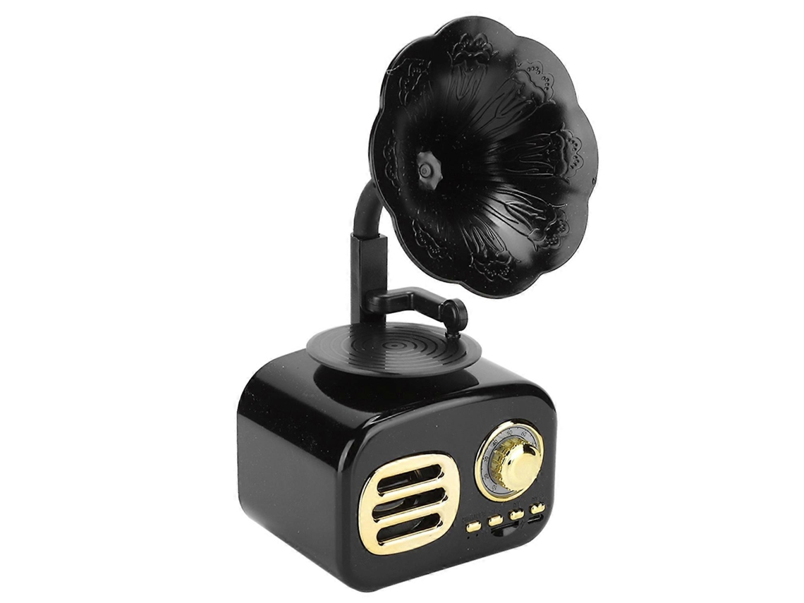 Mini altavoz inteligente Bluetooth retro, altavoz portátil, reproductor de música para escritorio, portátil, negro Yunzii