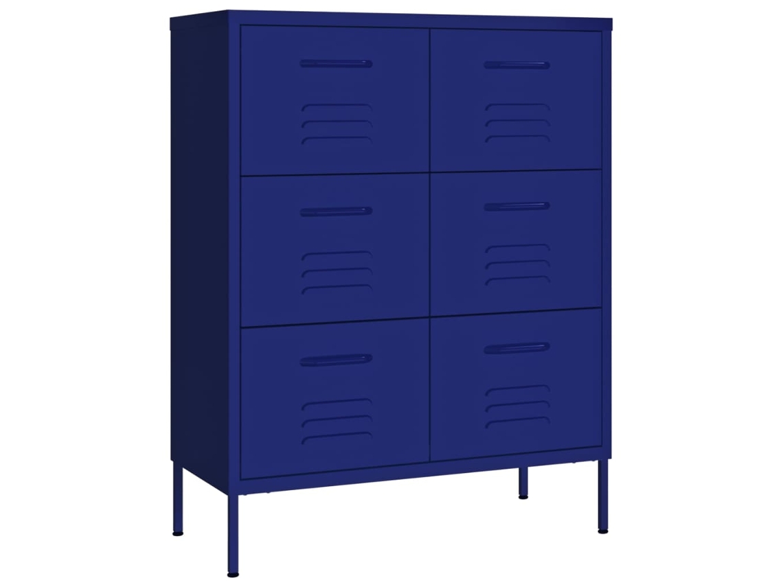 Armario con cajones, acero, 80x35x101,5 cm, azul marino, MAISON EXCLUSIVE